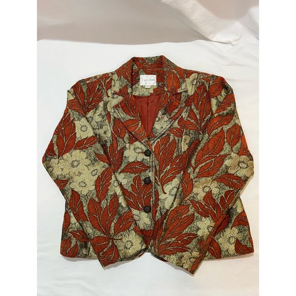 Vintage Tapestry Floral Damask Blazer Jacket Sz PL Erin London Mature - Picture 4 of 11